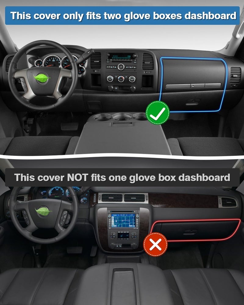 FIILINES Dash Cover Compatible with Chevrolet Silverado/GMC Sierra 2007-2013 (Only Fits with Two Glove Boxes) Dashboard Mat Cover Sunshade Nonslip Mesh Protector No Glare Accessories - Image 3